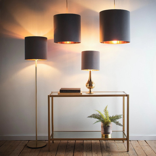 Grey velvet drum lampshade for - velvet,
