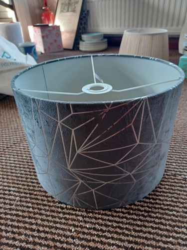 Grey velvet geometric drum - velvet,