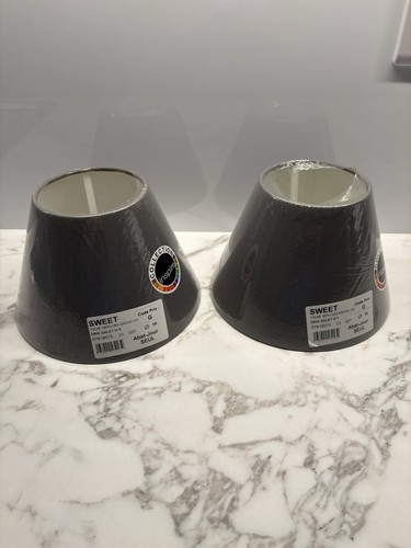 Pair small grey lampshades - pair,