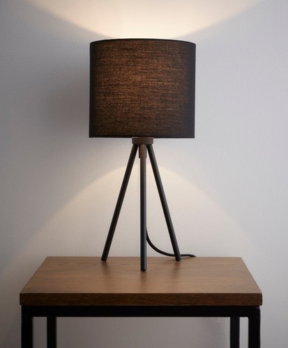 Black lamp shades - , table