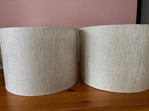 Pair beige fabric drum - beige,