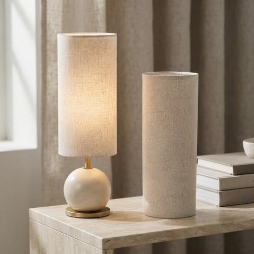 Timeless beige fabric lamp - fabric,